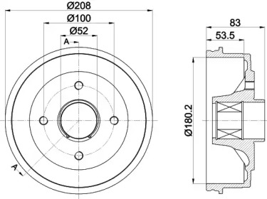 HELLA PAGID 8dt355302801 -  Тормозной барабан